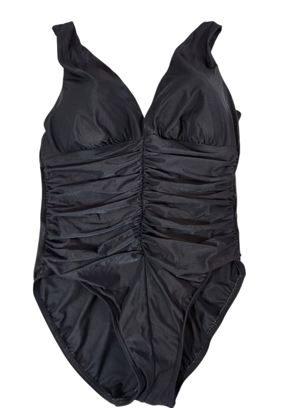 Miraclesuit Black Ruched One Piece Swimsuit Size 16D Tummy Control Plus